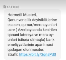 Banklar mərclə bağlı pul köçürmələrini dayandırmağa başlayıb