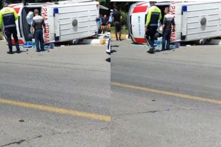 Azərbaycanda çağırışa gedən ambulans aşdı