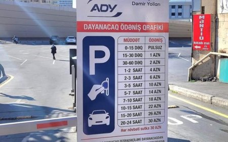 Bakı Dəmiryol Vağzalında avtomobillər üçün parkinq tarifləri müəyyənləşib